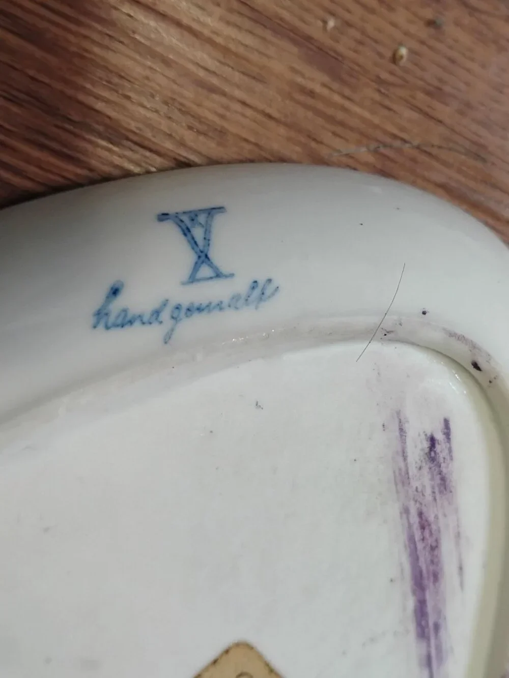 Vintage 1950s Helmut Krüger Handmade Porcelain Trinket Tray Ashtray Blue Floral
